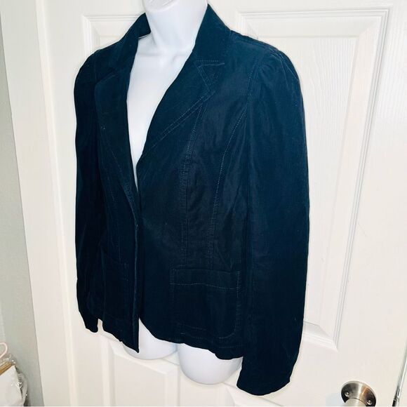Ann Taylor Corton Corduroy Blazer Jacket Notched Lapel Button Dark Navy Blue 6 - Picture 5 of 9